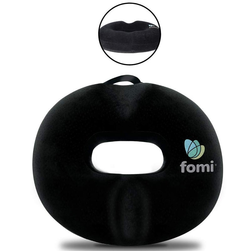 FOMI Extra Thick Donut Memory Foam Seat Cushion Care | 18" x 16" x 3.5" | Large Tailbone Pillow for Car, Truck, Office Chair, Wheelchair | Back, Bed Sores, Coccyx, Hemorrhoid, Sciatica Pain Relief - Image 1